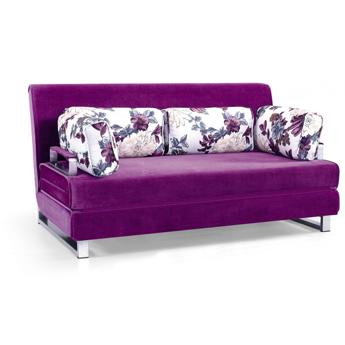 Folding Sofa Chair Sofa Bed with 4 Pillows Wooden Durable Frame Convertible Easily Lazy Stylish