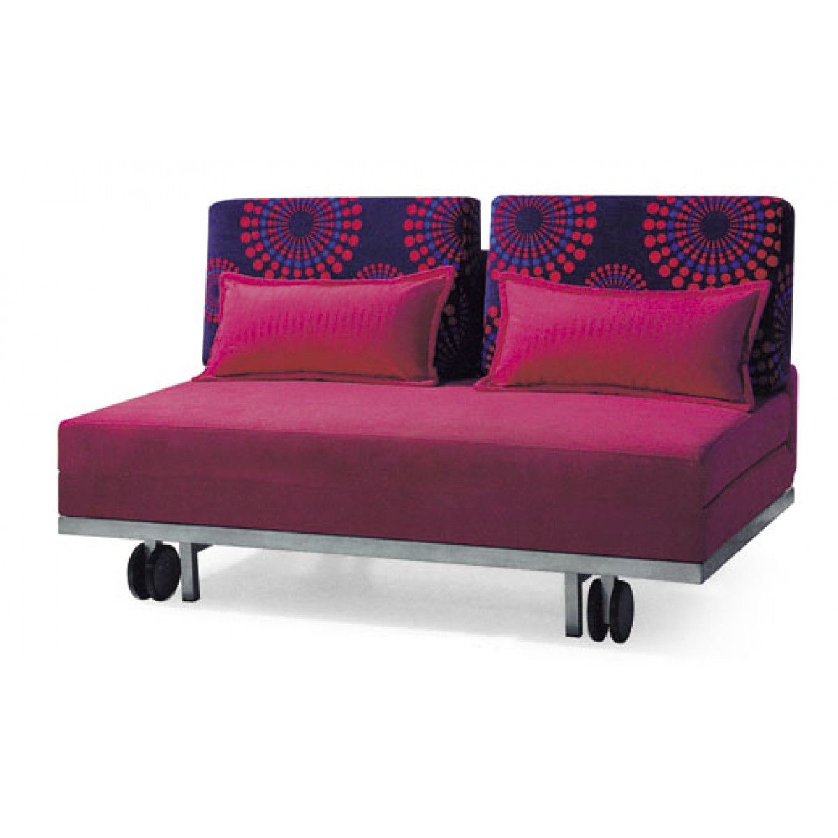 Lazy Sofa Bed with 2 Pillows Folding Iron Durable Frame Convertible