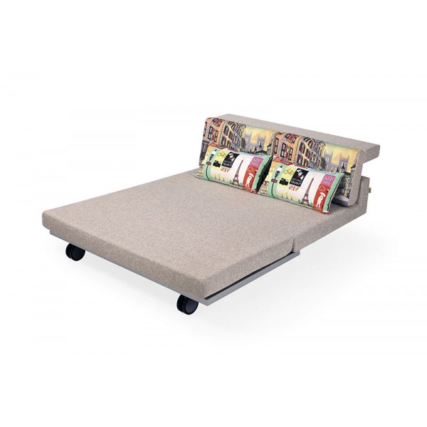 Lazy Sofa Bed with 2 Pillows Folding Iron Durable Frame Convertible Easily Stylish Sofa Couch Beds with Pulleys 3 Size and 5 Colors
