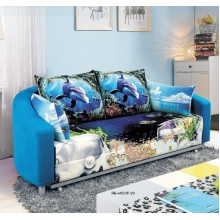 Circular Sofa Bed 2 Seater with 2 Pillows Iron Durable Frame Convertible Easily Various Colors