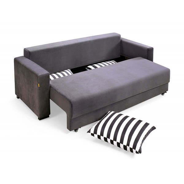 Sofa Bed 3 Seater with 3 Pillows Hardwood Durable Frame Convertible Easily Various Colors