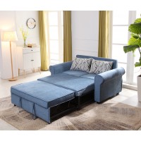 Sofa Bed 2 Seater with 2 Pillows Iron Durable Frame Convertible Easily 4 colors