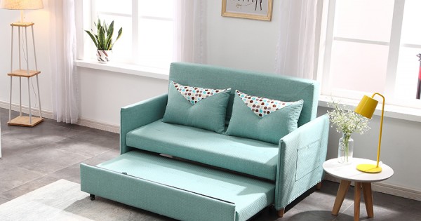 Sofa Bed 2 Seater With Pillows Folding Iron Durable Frame Sofa Bed 2 Seater With Pillows