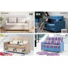 Sofa Bed 2 Seater with 2 Pillows Folding Iron Durable Frame Convertible Easily 2 Specifications
