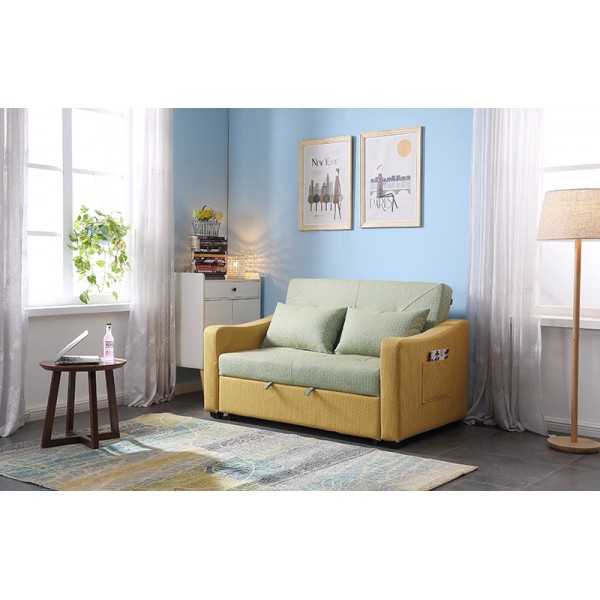 Sofa Bed 2 Seater with 2 Pillows Folding Hardwood Durable Frame Convertible Easily 3 Specifications