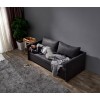Sofa Bed with 4 Pillows Folding Iron Durable Frame Convertible Easily Black