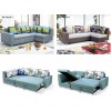 Folding Sofa Chair 3 Seater with 5 Pillows Wooden and Iron Durable Frame Convertible Easily Stylish Sofa Couch Daybeds Corner Sofa Bed with Storage Function