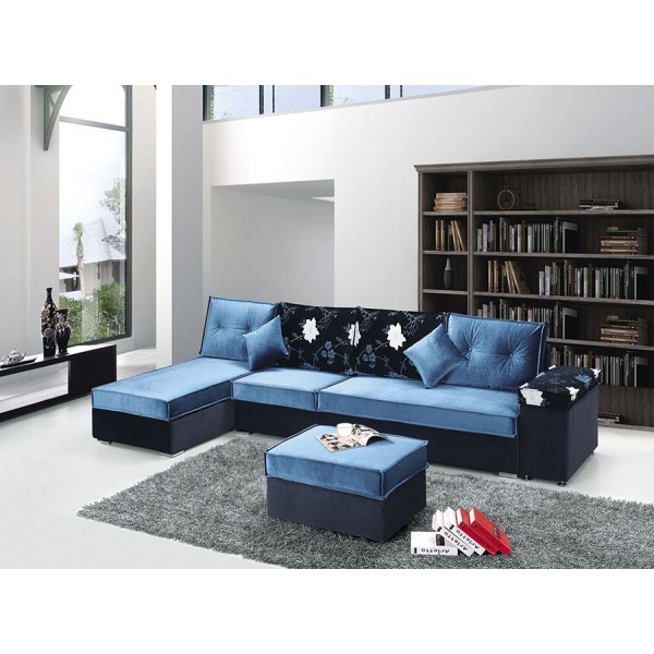 Modern Detachable Storage Sectional Sofa Chair 4 Seater with 3 Pillows Stylish Sofa Couch Corner Sofa Chaise Armchair and Ottoman with Storage Function