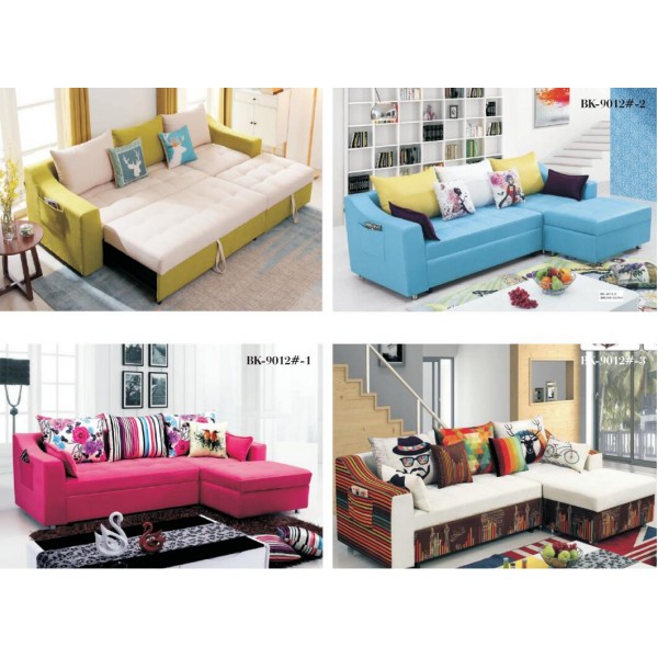 Folding Sofa Chair 4 Seater with 5 Pillows Wooden and Iron Durable Frame Convertible Easily Stylish Sofa Couch Beds Corner Sofa Bed with Storage Function
