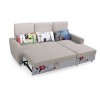 Folding Lazy Sofa Chair 4 Seater with 3 Pillows Wooden and Iron Durable Frame Convertible Easily Stylish Sofa Couch Beds Corner Sofa Bed with Storage Function