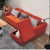 Folding Lazy Sofa Chair 4 Seater with 3 Pillows Wooden and Iron Durable Frame Convertible Easily Stylish Sofa Couch Beds Corner Sofa Bed with Storage Function